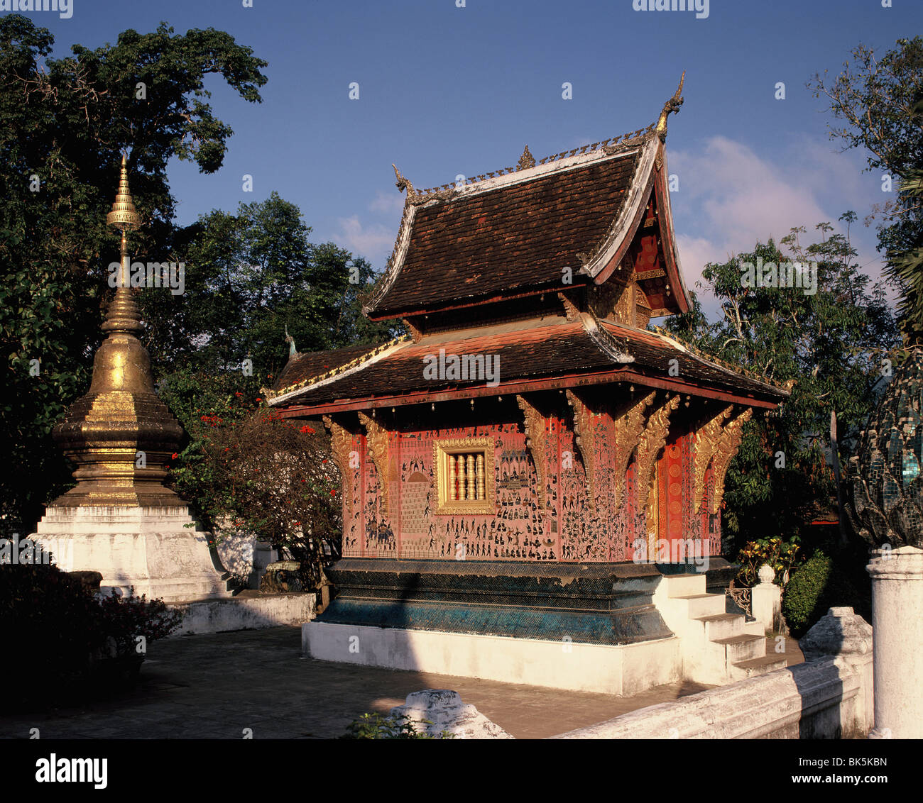 Wat Mai Suwannaphumaham, Luang Prabang, Patrimoine Mondial de l'UNESCO, le Laos, l'Indochine, l'Asie du Sud-Est, Asie Banque D'Images