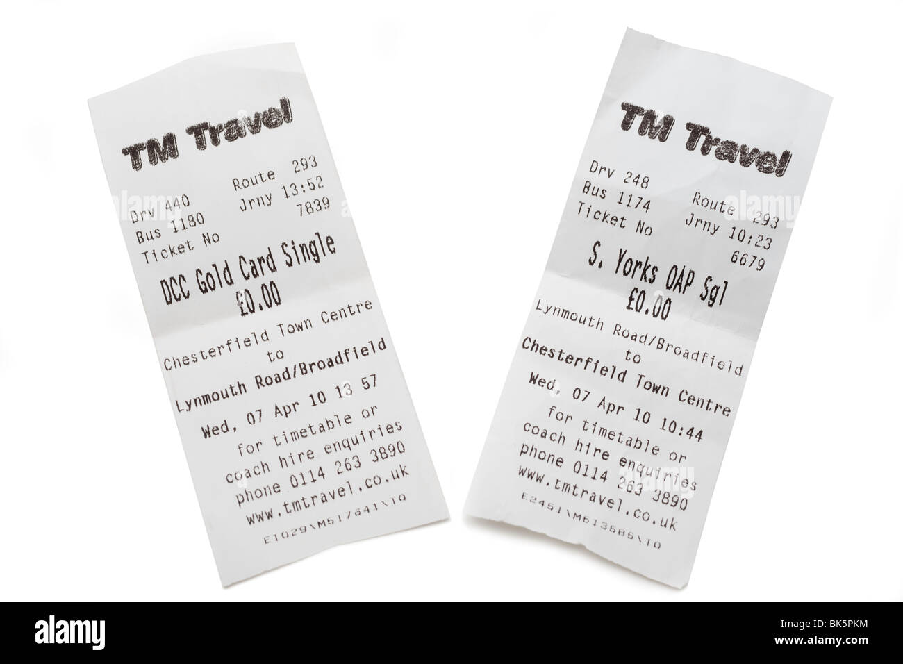 Des billets de bus Voyage Tm deux allers et retours Banque D'Images