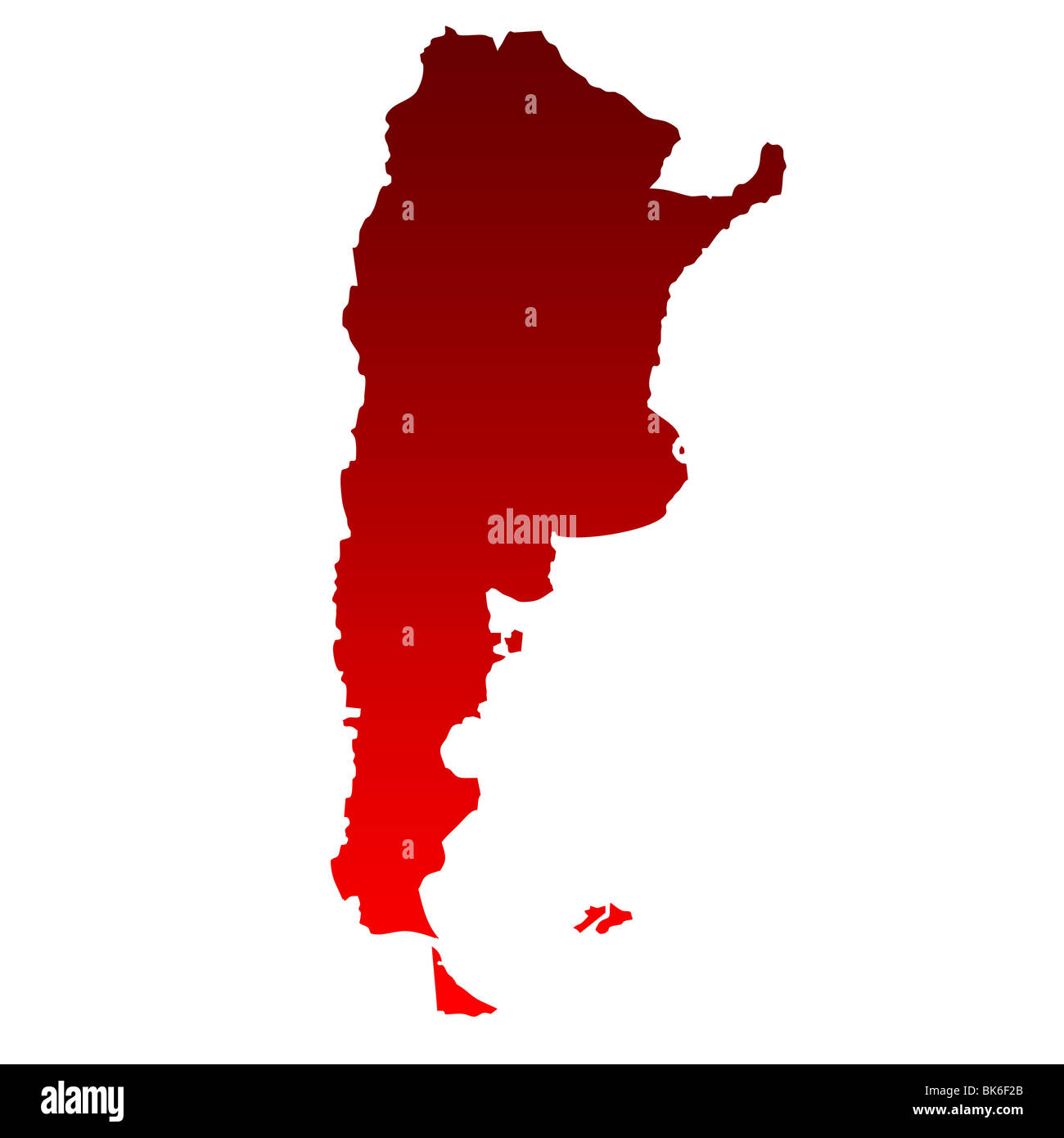 Site de l'Argentine en rouge dégradé isolé sur fond blanc. Banque D'Images