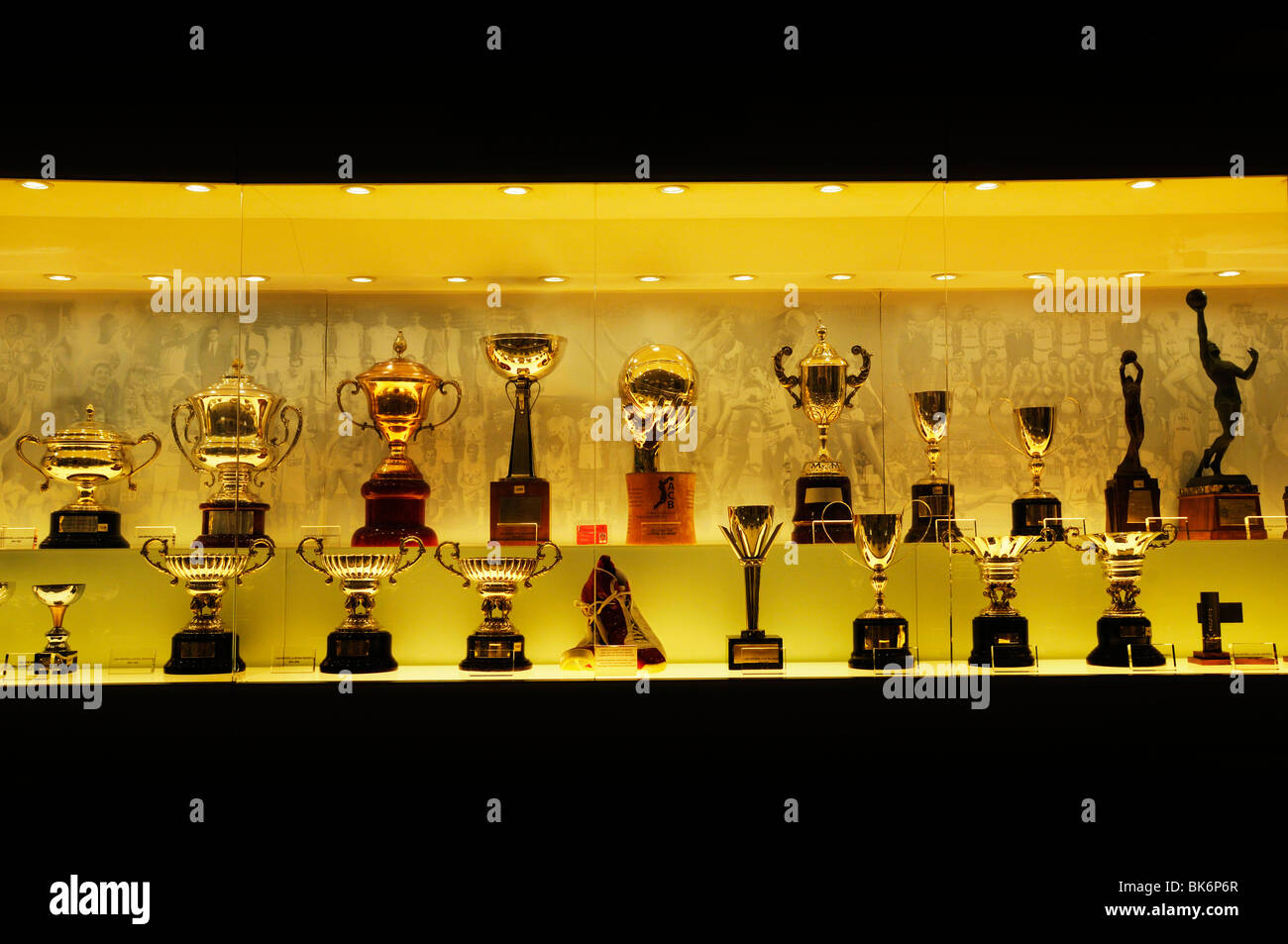 Trophées sur affichage dans le club du Real Madrid, Espagne musée Banque D'Images