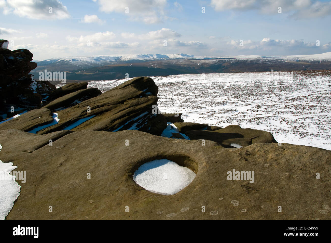 Kinder Scout de retour Tor, Derwent Moors, Peak District, Derbyshire, Angleterre, RU Banque D'Images