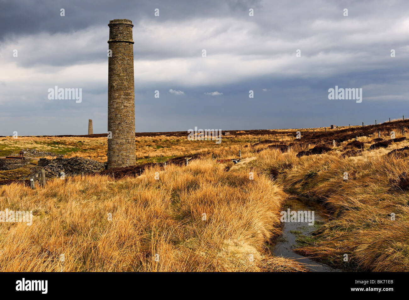 Vestiges de l'industrie minière du Nord des Pennines entraîner sur le Durham Moors à Sikehead près de Blanchland Banque D'Images