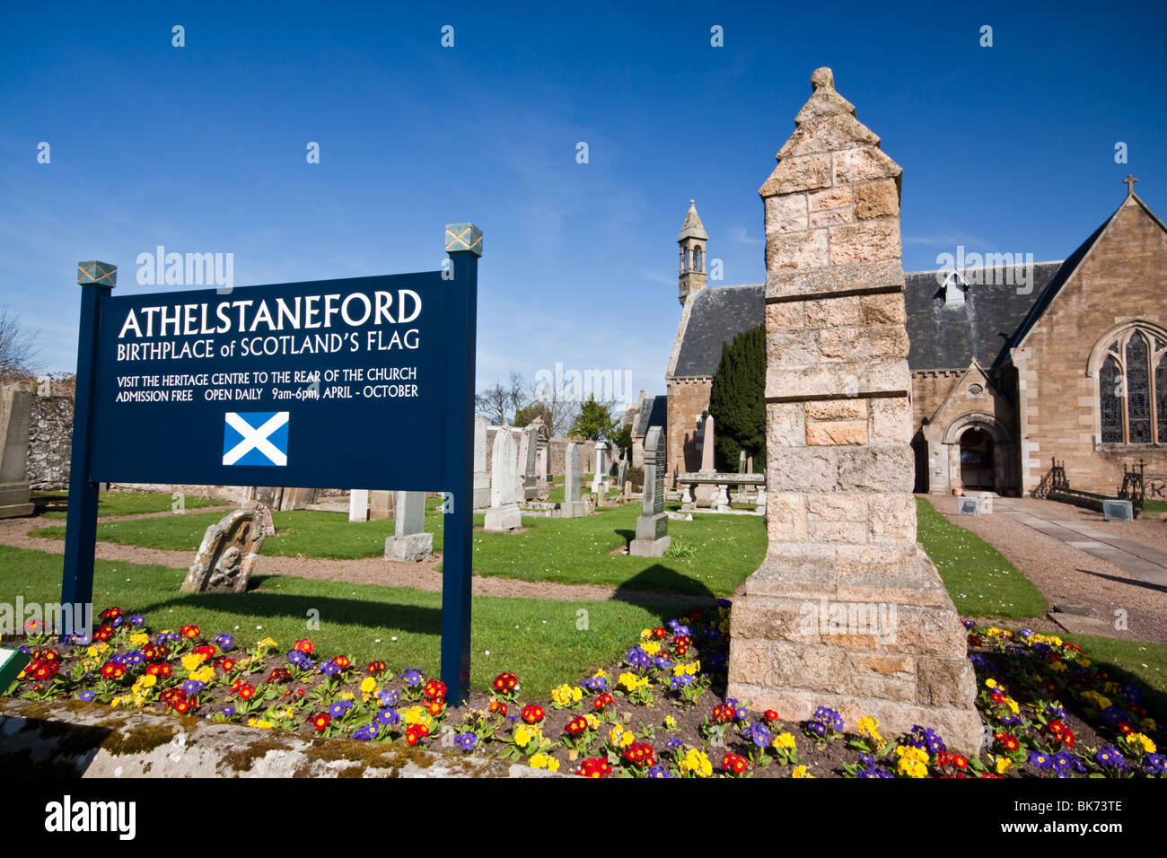 Kirk Athelstaneford, site de la Scottish Flag Heritage Centre Banque D'Images