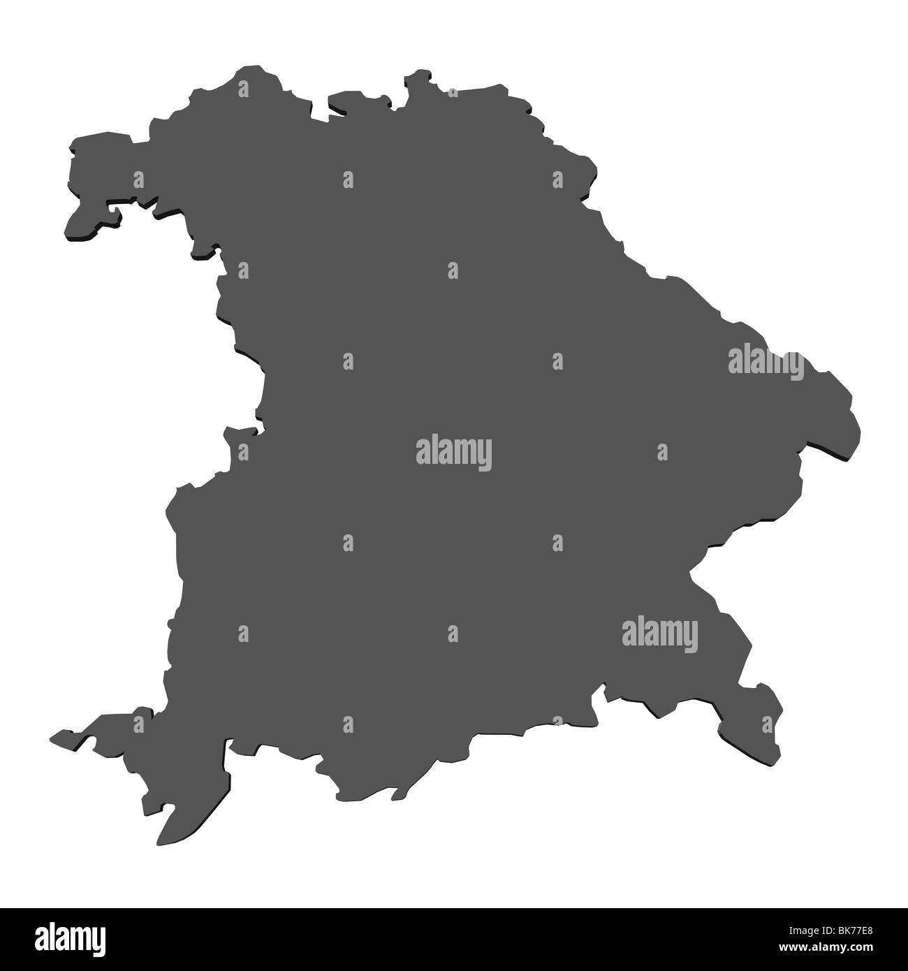 La carte de la Bavière en tant que découper rendues en 3d Banque D'Images