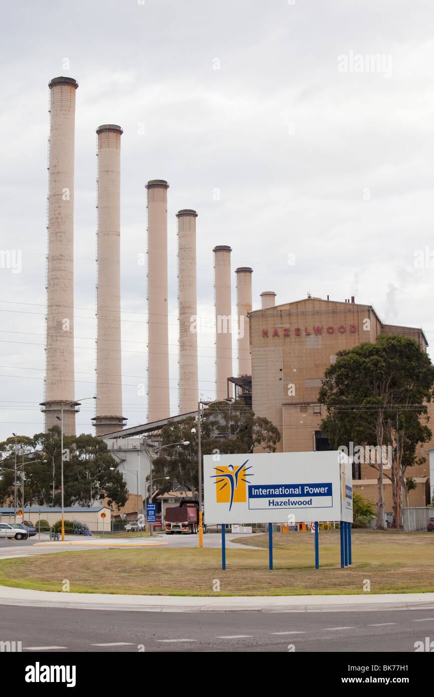 L'Hazelwood thermique au charbon dans la vallée Latrobe, Victoria, Australie,qui est à l'essai dans la capture et le stockage du carbone. Banque D'Images