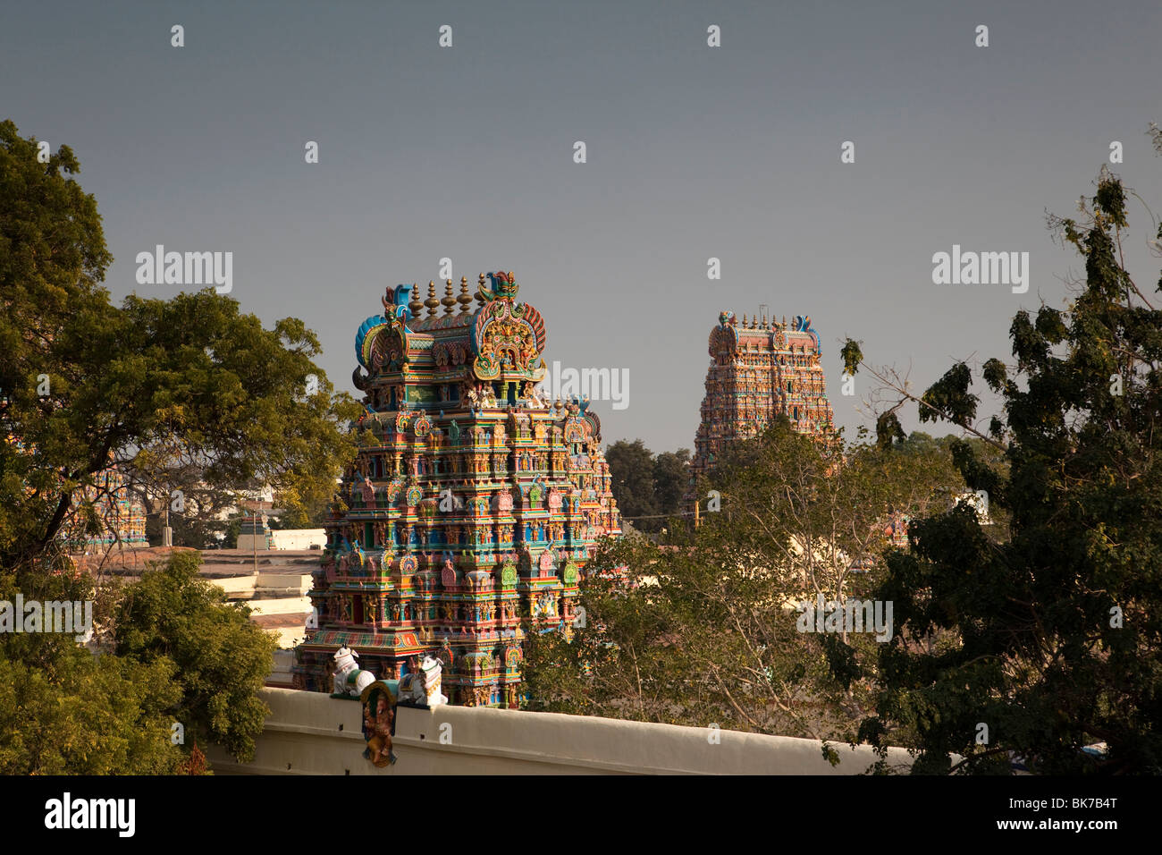 L'Inde, le Tamil Nadu, Madurai, Sri Meenakshi Temple, elevated view Banque D'Images