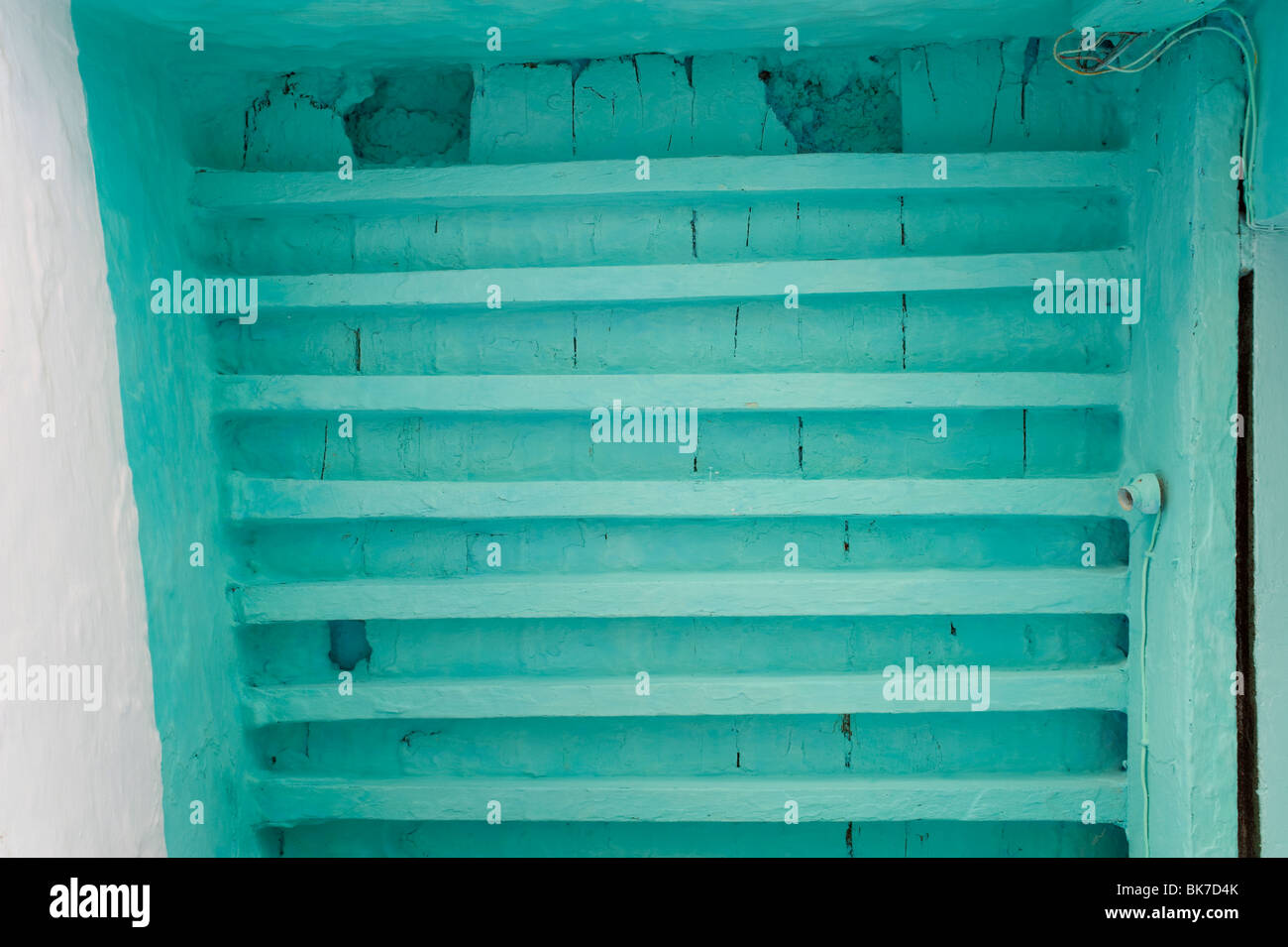 Maison typique plafond, Chefchaouen, Maroc. Banque D'Images