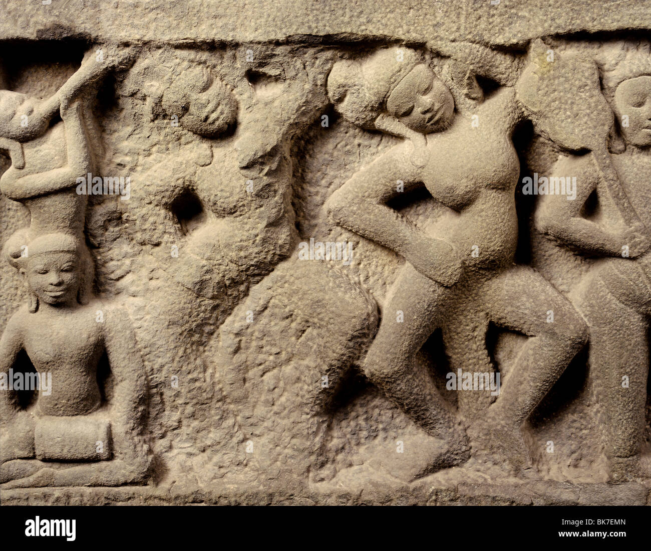 Musiciens et danseurs, de l'art Cham datant du début du 11e siècle, musée de Danang, Vietnam, Indochine, Asie du Sud-Est, l'Asie Banque D'Images