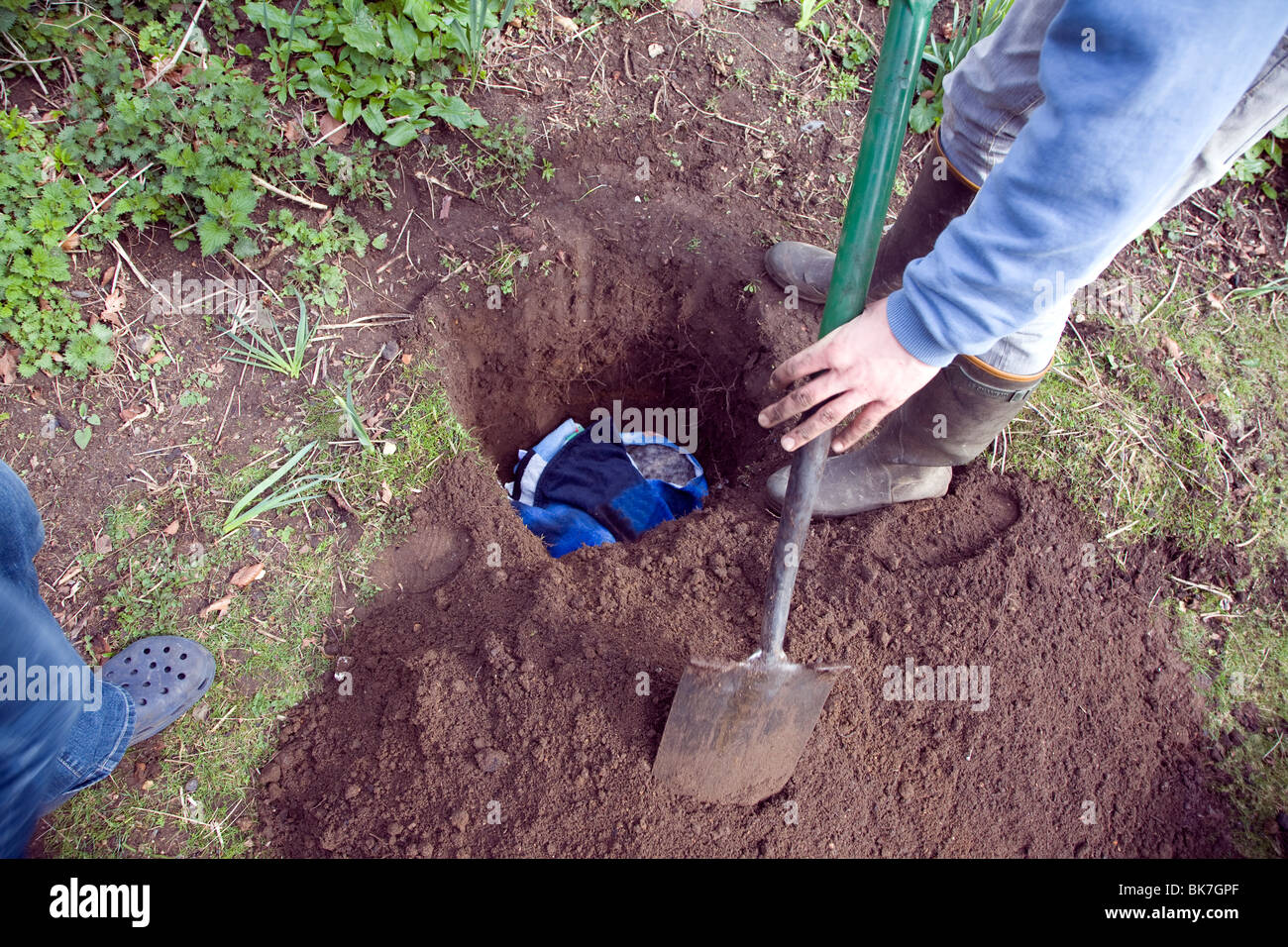 Parution Modele Adolescent Creuser Le Trou Du Jardin A Enterrer Chat Photo Stock Alamy