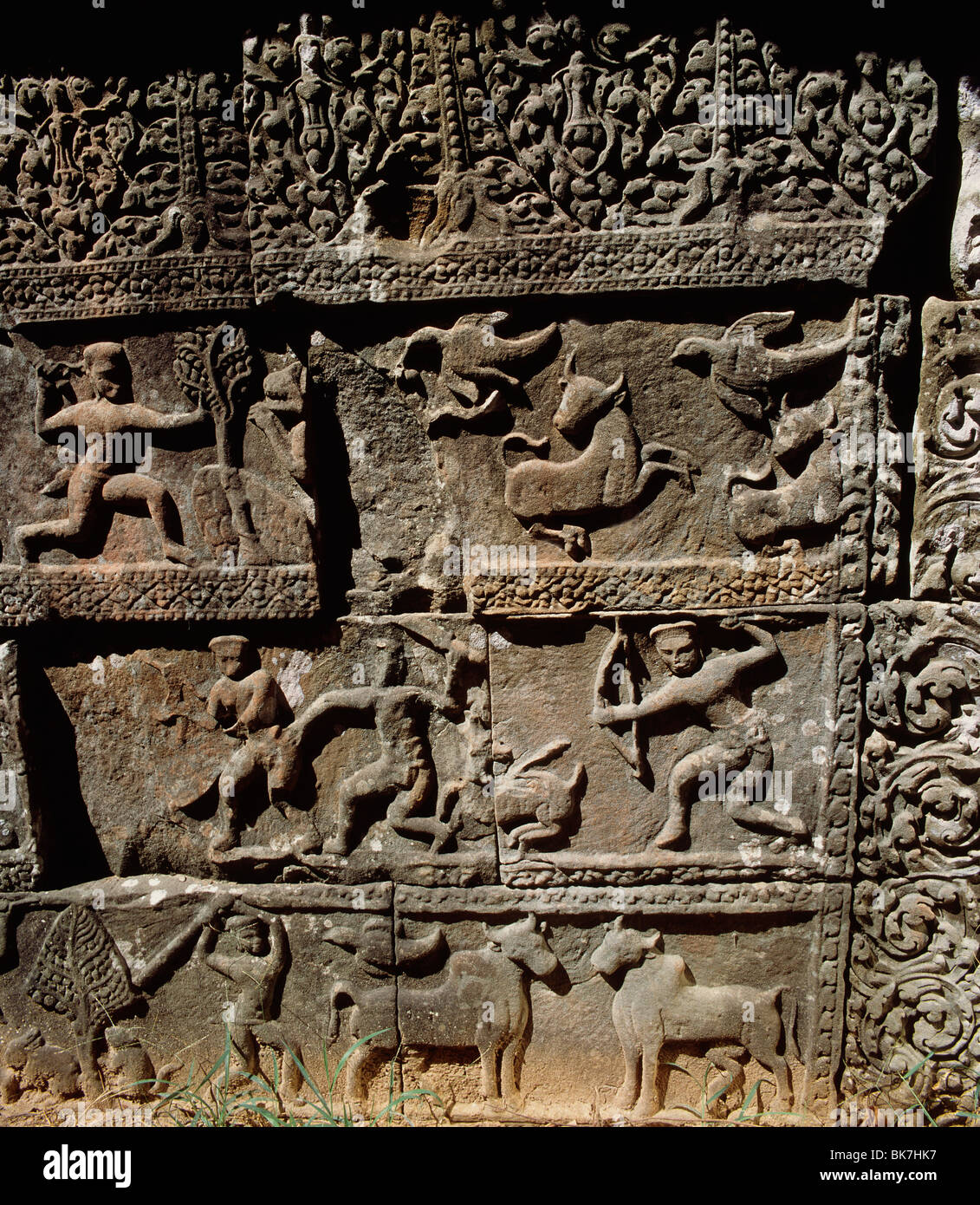 Reliefs du milieu 11e siècle, Baphuon, Angkor, Site du patrimoine mondial de l'UNESCO, le Cambodge, l'Indochine, l'Asie du Sud-Est, Asie Banque D'Images