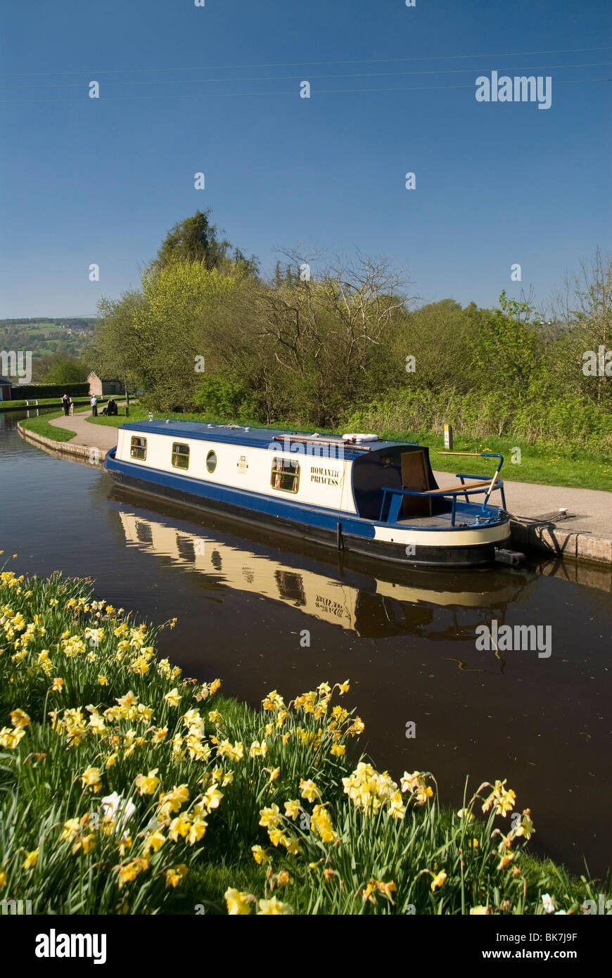 La location bateau étroit, sentier du canal de Llangollen, Pays de Galles, Royaume-Uni, Europe Banque D'Images