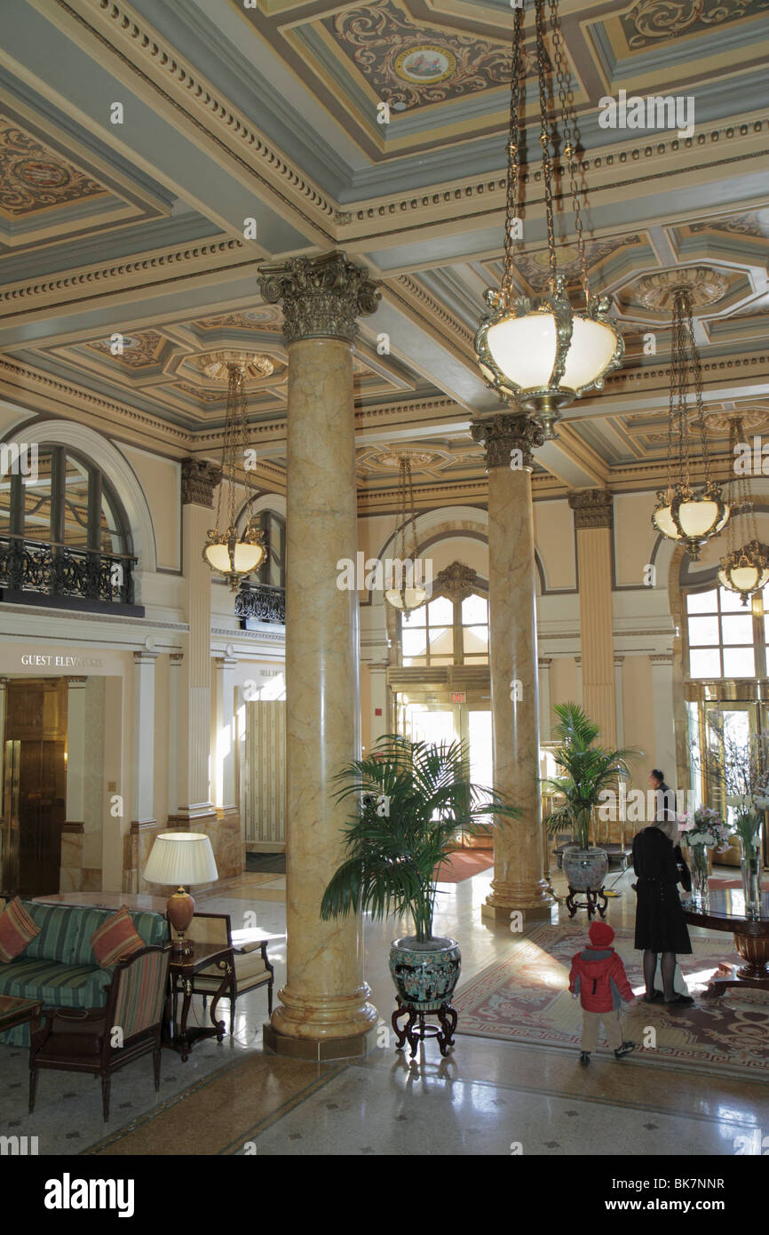Washington DC, Pennsylvania Avenue, Willard Intercontinental, hôtels Lodging inn motel motels, hôtel historique Beaux Arts, lobby, col Banque D'Images