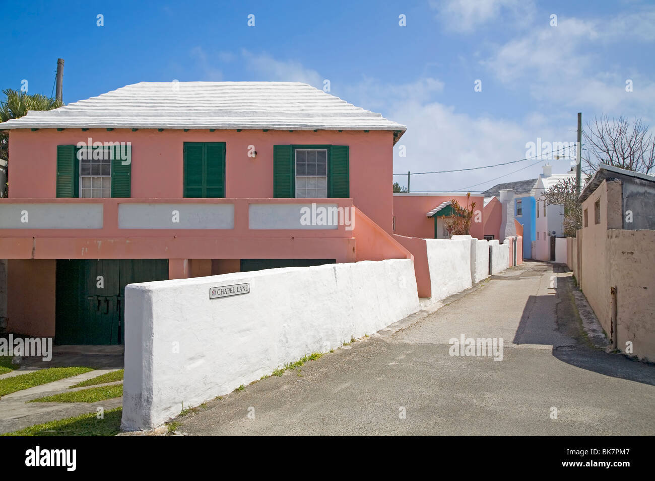 Rue et maisons de la rue George, les Bermudes. Banque D'Images