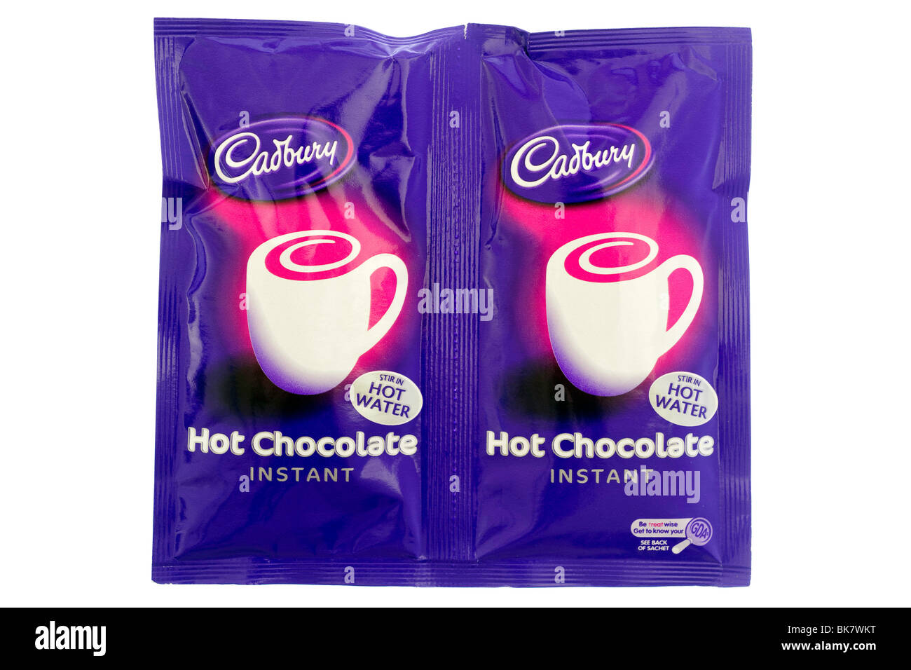 Deux sachets de boisson chocolat chaud instantané Cadbury Banque D'Images