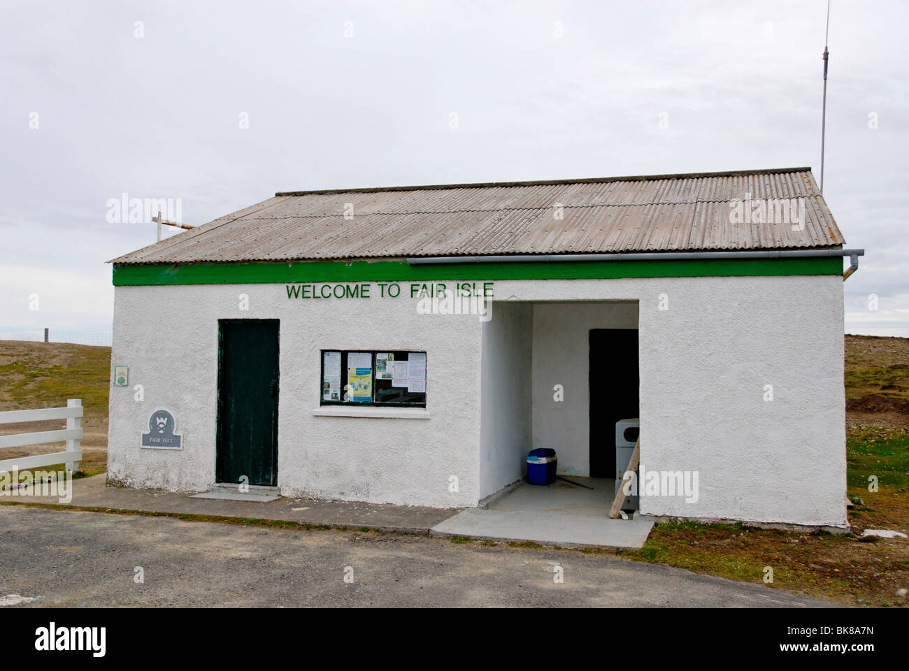 Bâtiment de l'aéroport sur Fair Isle, Shetland, Écosse, Royaume-Uni, Europe Banque D'Images