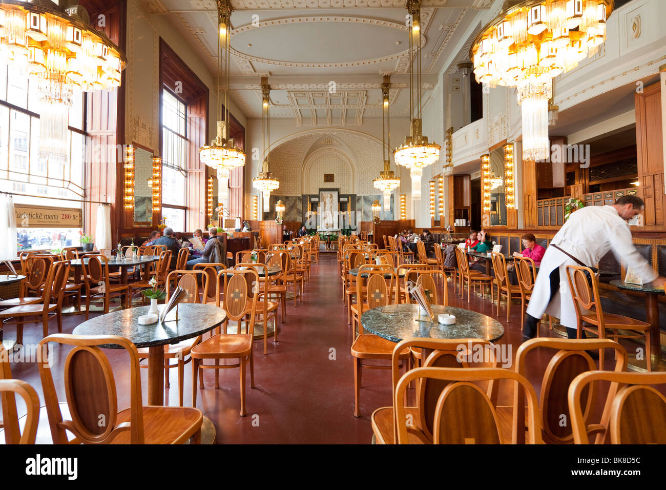 Cafe, la Maison Municipale, Obecní dům, Prague, République Tchèque Banque D'Images