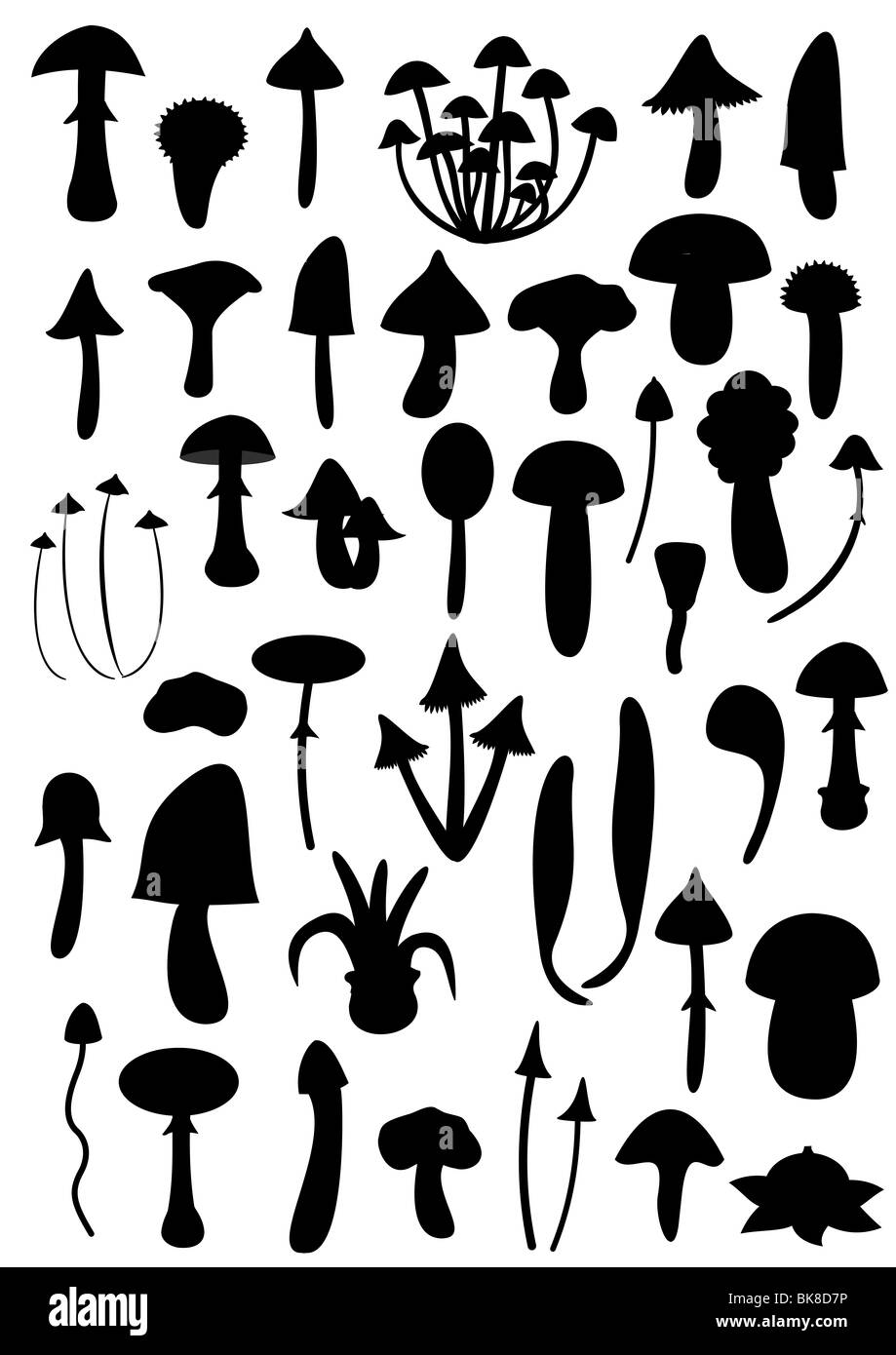 Silhouettes de champignons - big set Banque D'Images
