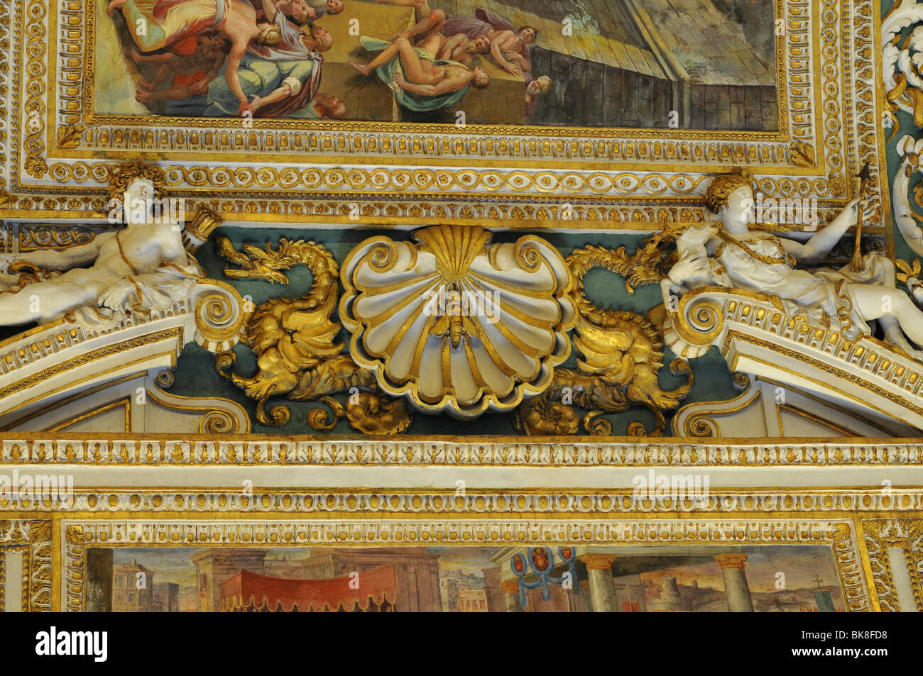 Plafond, Galerie de cartes, Musées du Vatican, centre historique de la ville, Cité du Vatican, Italie, Europe Banque D'Images