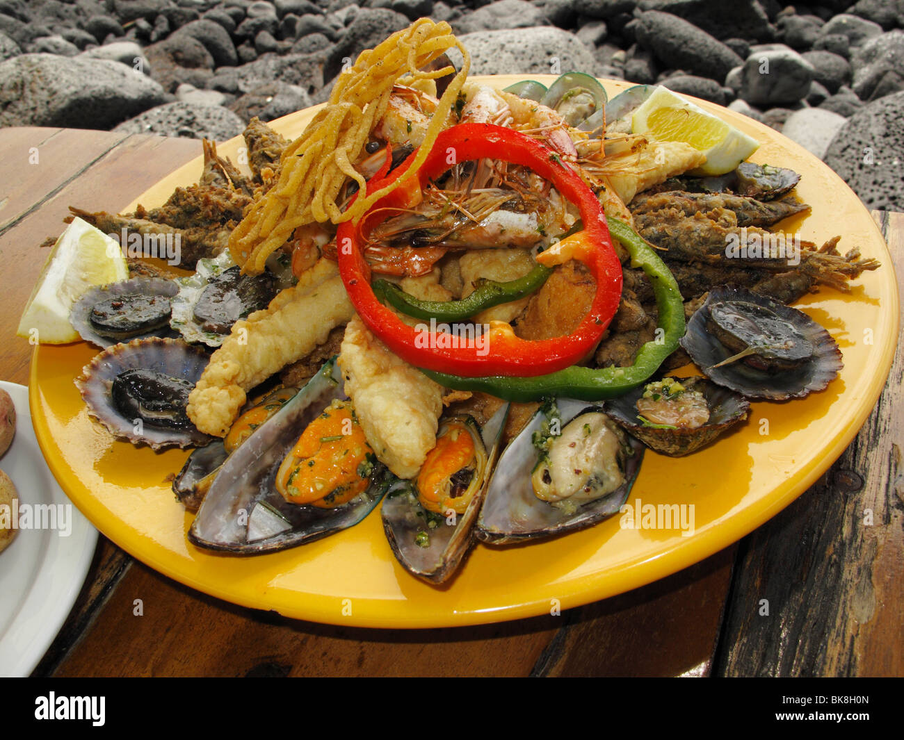 Plat de fruits de mer, La Palma, Canary Islands, Spain Banque D'Images Plat de fruits de mer, La Palma, Canary Islands, Spain Banque D'Images