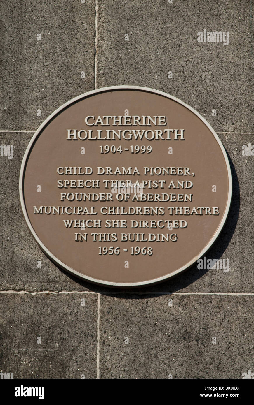 Plaque commémorative Catherine Hollingworth, King Street, Aberdeen, Écosse Banque D'Images