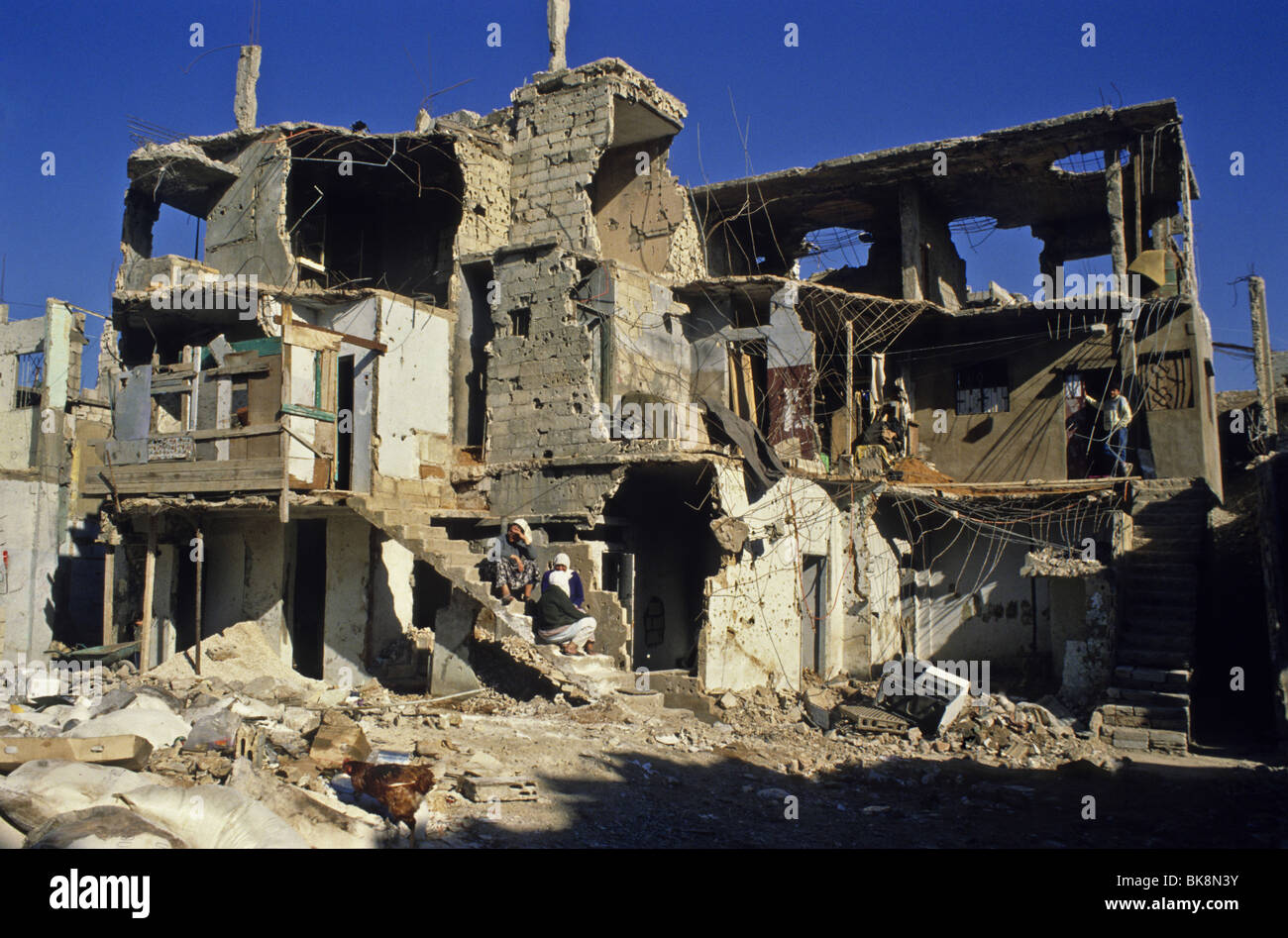 Borj el Brajneh détruit le camp palestinien , guerre civile libanaise 1986 Banque D'Images