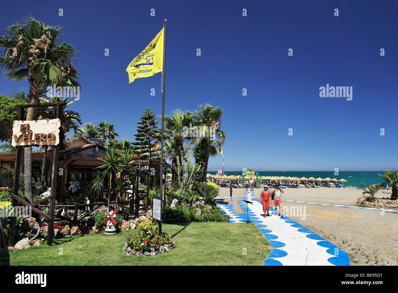 Bar de plage, Marbella, Andalousie, Espagne Banque D'Images