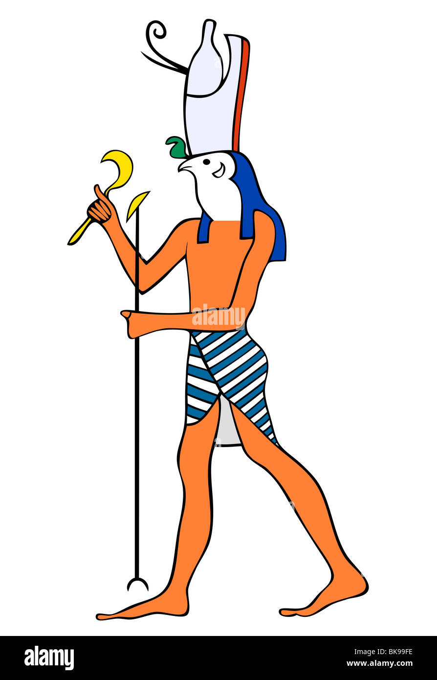 Dieu de l'Egypte ancienne- Horus - Heru - le dieu à tête de faucon Banque D'Images