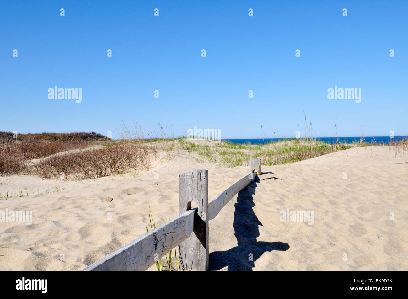 Sentier avec clôture à Coast Guard Beach, Cape Cod National Seashore Eastham Cape Cod, Massachusetts USA Banque D'Images