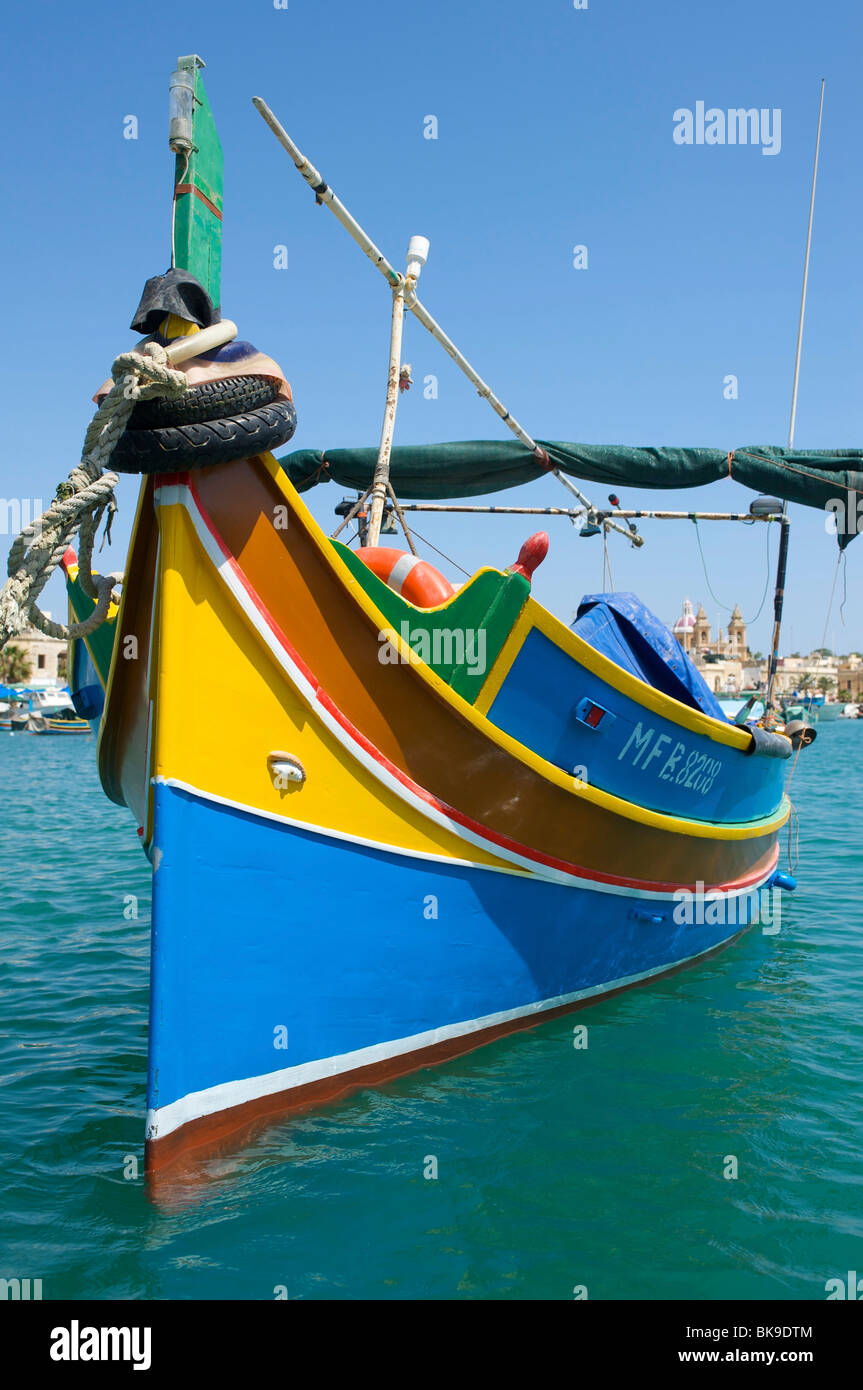 Bateau de pêche en Marsaxlokk, Malte, Europe Banque D'Images