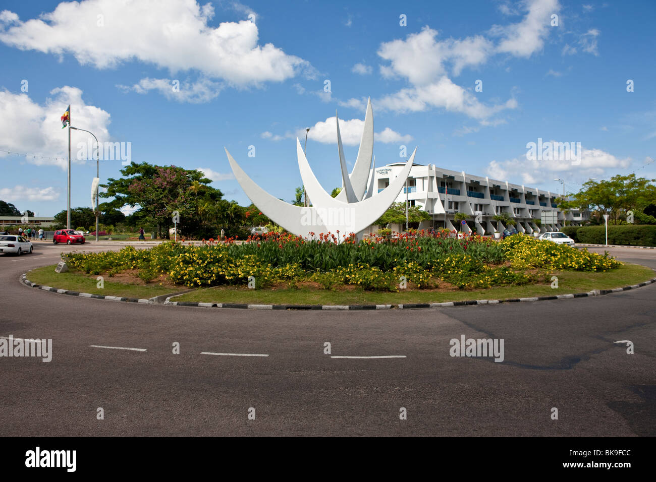 Monument du bicentenaire dans un rond-point en face de Oceangate House, la capitale de Victoria, île de Mahé, Seychelles, Inde Banque D'Images