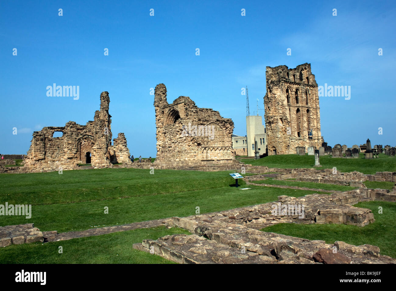 L'intérieur du château Prieuré Tynemouth, sur la côte nord-est de l'Angleterre Banque D'Images