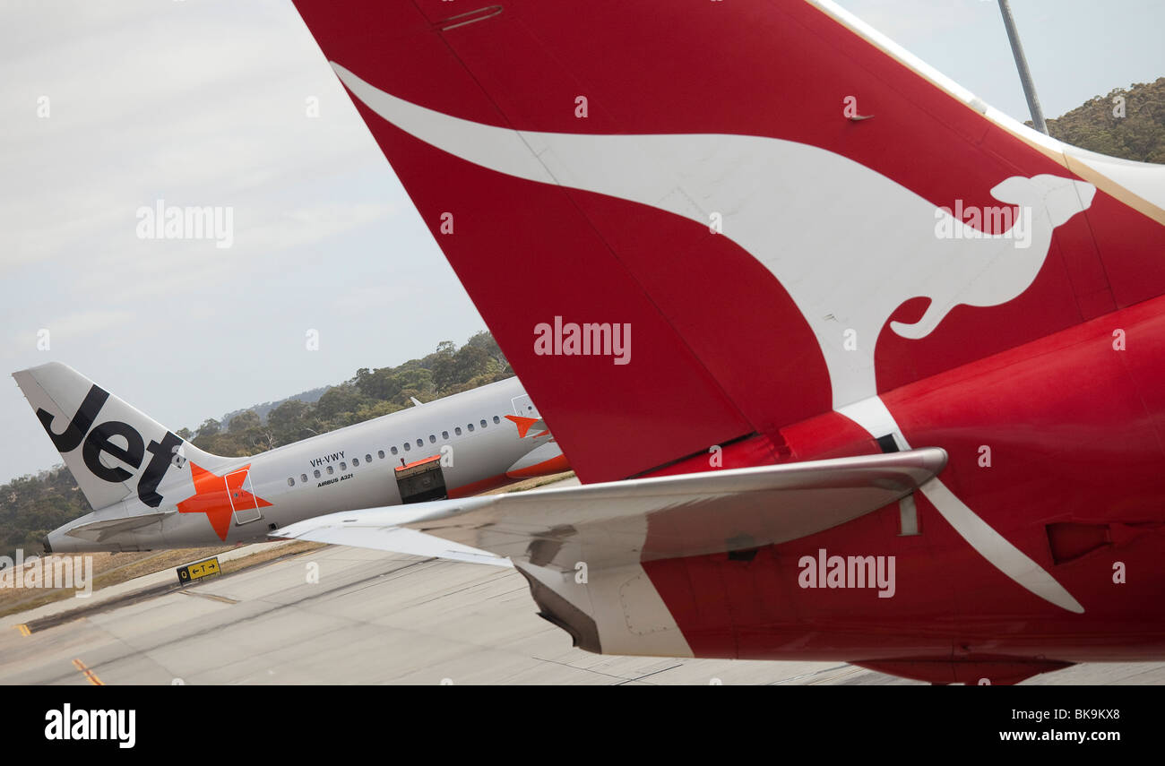 La compagnie aérienne Qantas et JetStar budget avion Banque D'Images