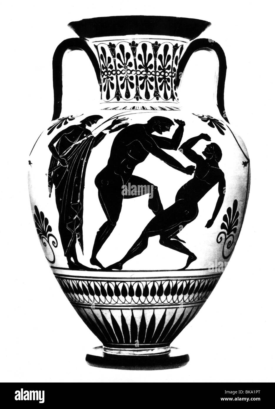 Sport, Jeux olympiques, monde ancien, scène du pugilisme, image sur l'amphora, la vie siècle après Jésus-Christ, historique, Jeux Olympiques, Jeux Olympiques, Olympiade, Olympia, vase, Pankration, poterie, découpage, coupure, coupure, coupure, monde ancien, peuple, Banque D'Images