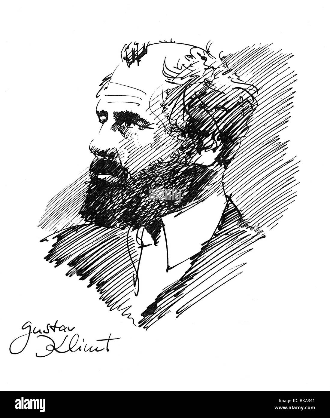 Klimt, Gustav, 14.7.1862 - 6.2.1918, peintre autrichien, portrait, dessin d'Andreas Otto, Banque D'Images