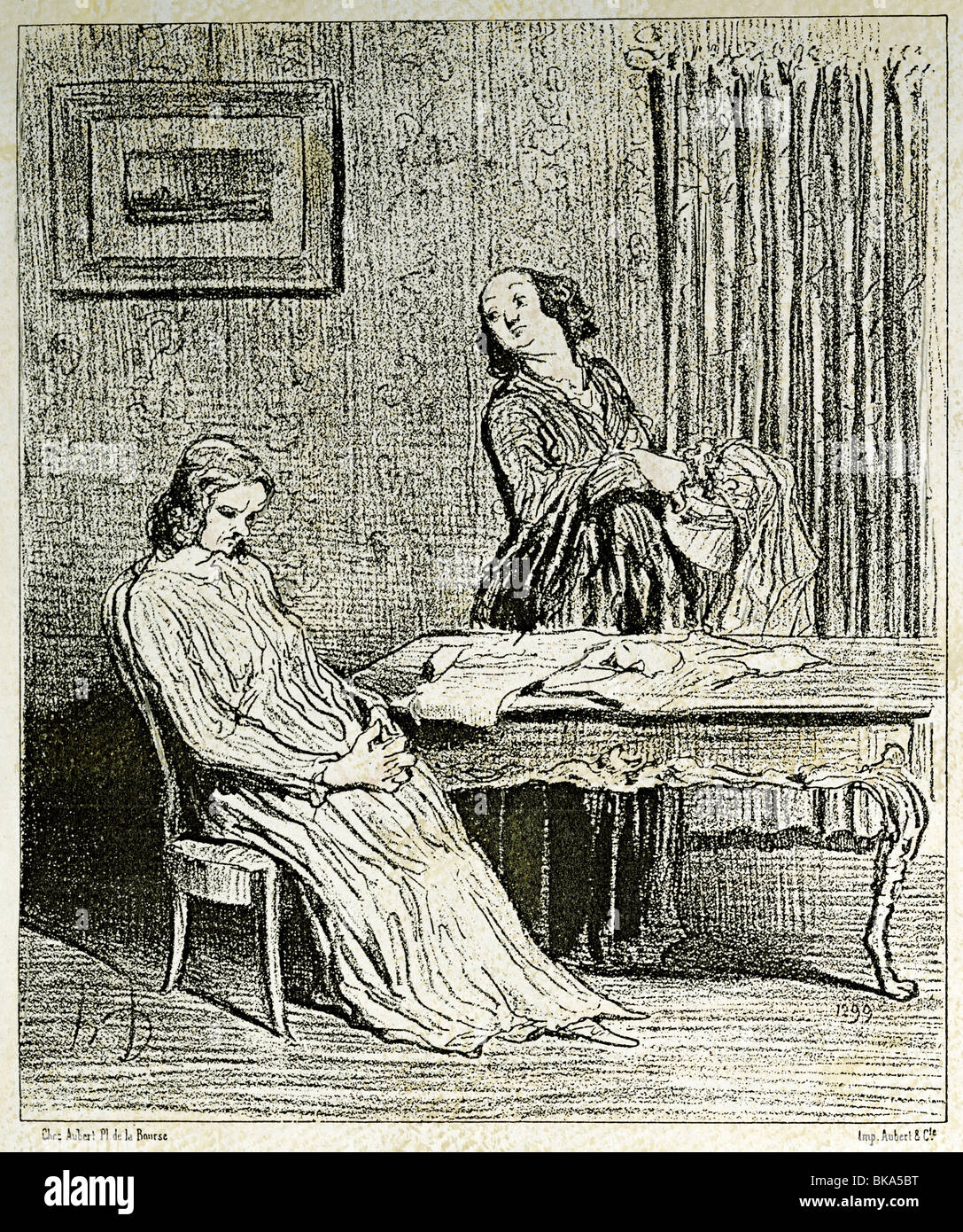 Personnes, femmes, XIXe siècle, 'politisation des femmes', lithographie, série 'le bluestocking', par Honore Daumier (1808 - 1879), de 'le Charivari', Paris, 1848, collection privée, , Banque D'Images