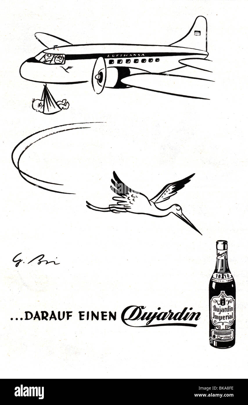 Publicité, boissons, spiritueux, Dujardin, publicité dans un magazine, 1955, Banque D'Images