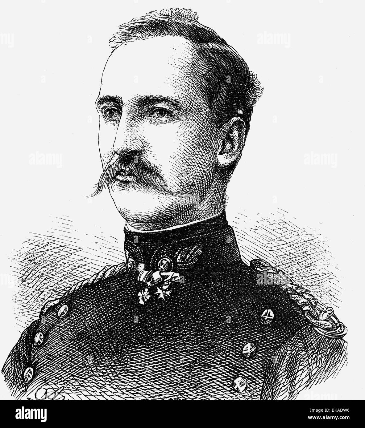 George I, 24.12.1845 - 18.3.1913, roi de Grèce 30.3.1863 - 18.3.1913, portrait, gravure de bois par Adolf Neumann, vers 1880, Banque D'Images