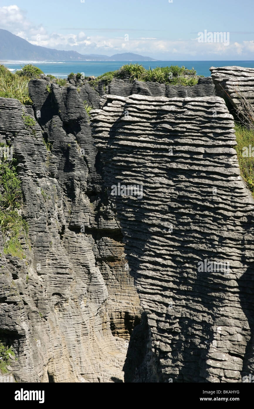 Pancake Rocks à Punakaike Banque D'Images