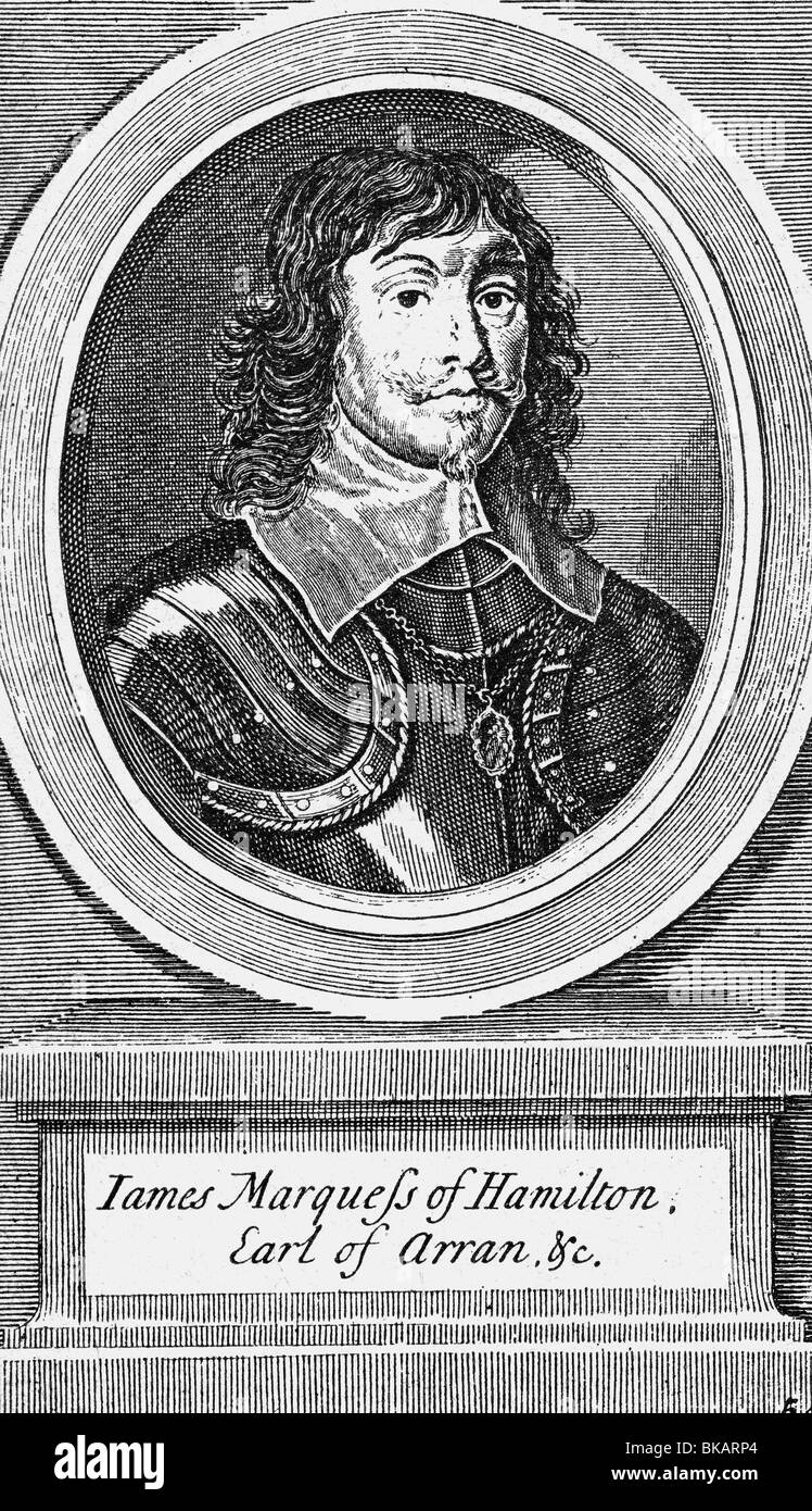 Hamilton, James, 1er duc de Hamilton, 19.6.1606 - 9.3.1649, général et homme politique écossais, Lord Chancelier d'Écosse 1625 - 1643, portrait, gravure sur cuivre, 17e siècle, l'artiste a le droit d'auteur , de ne pas être effacé Banque D'Images