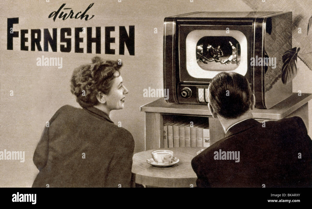 Diffusion, télévision, publicité, brochure, VEB Sachsen Werk, série télévisée « Rubens », RDA, 1956, Banque D'Images