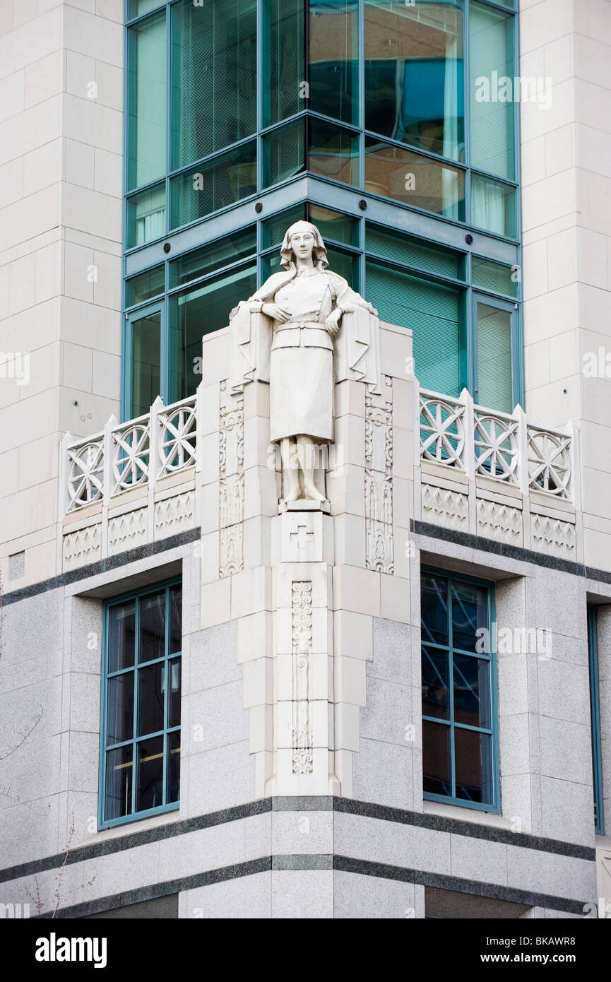 Sculpture en pierre du centre-ville de Vancouver British Columbia Canada Banque D'Images