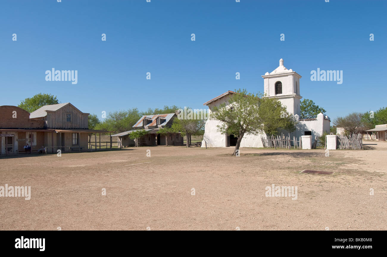 Texas Hill Country,, Brackettville, Alamo Village, l'emplacement de film depuis 1951, l'ancienne église de San Fernando Banque D'Images