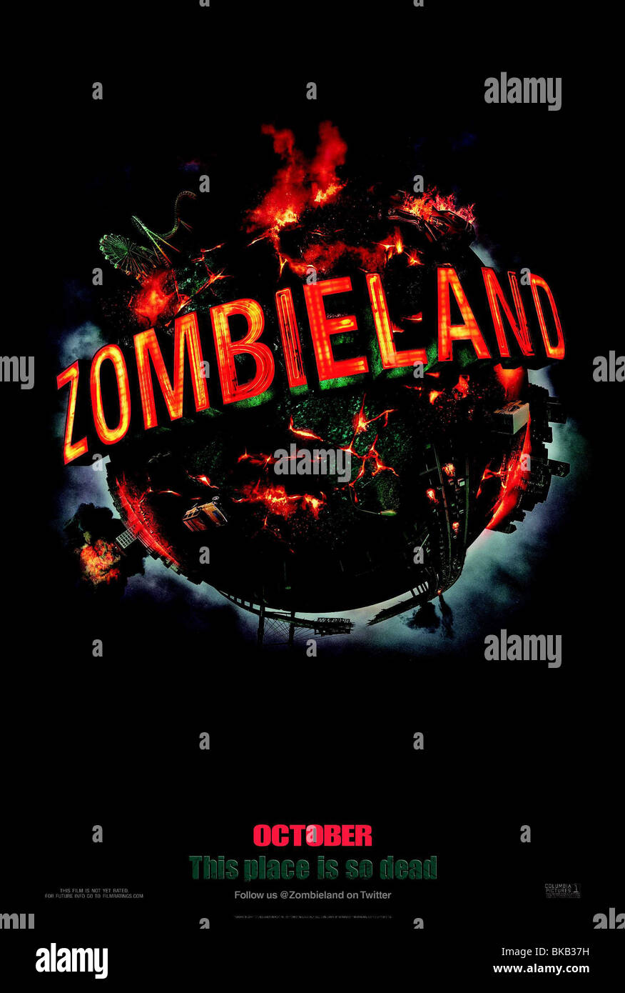 Zombieland Année 2009 réalisateur Ruben Fleischer Woody Harrelson, Jesse Eisenberg, Emma Stone, Abigail Breslin Film poster Banque D'Images