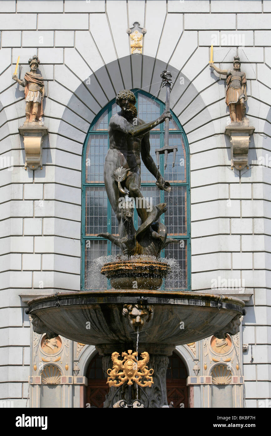 Fontaine de Neptune à Long Market à Gdansk, Pologne Banque D'Images
