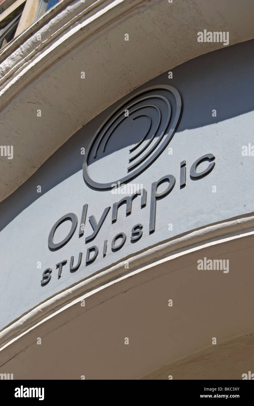 Nom et logo d'olympic studios, dans Barnes le sud-ouest de Londres, en Angleterre, un studio d'enregistrement de 1960 à 2009 Banque D'Images