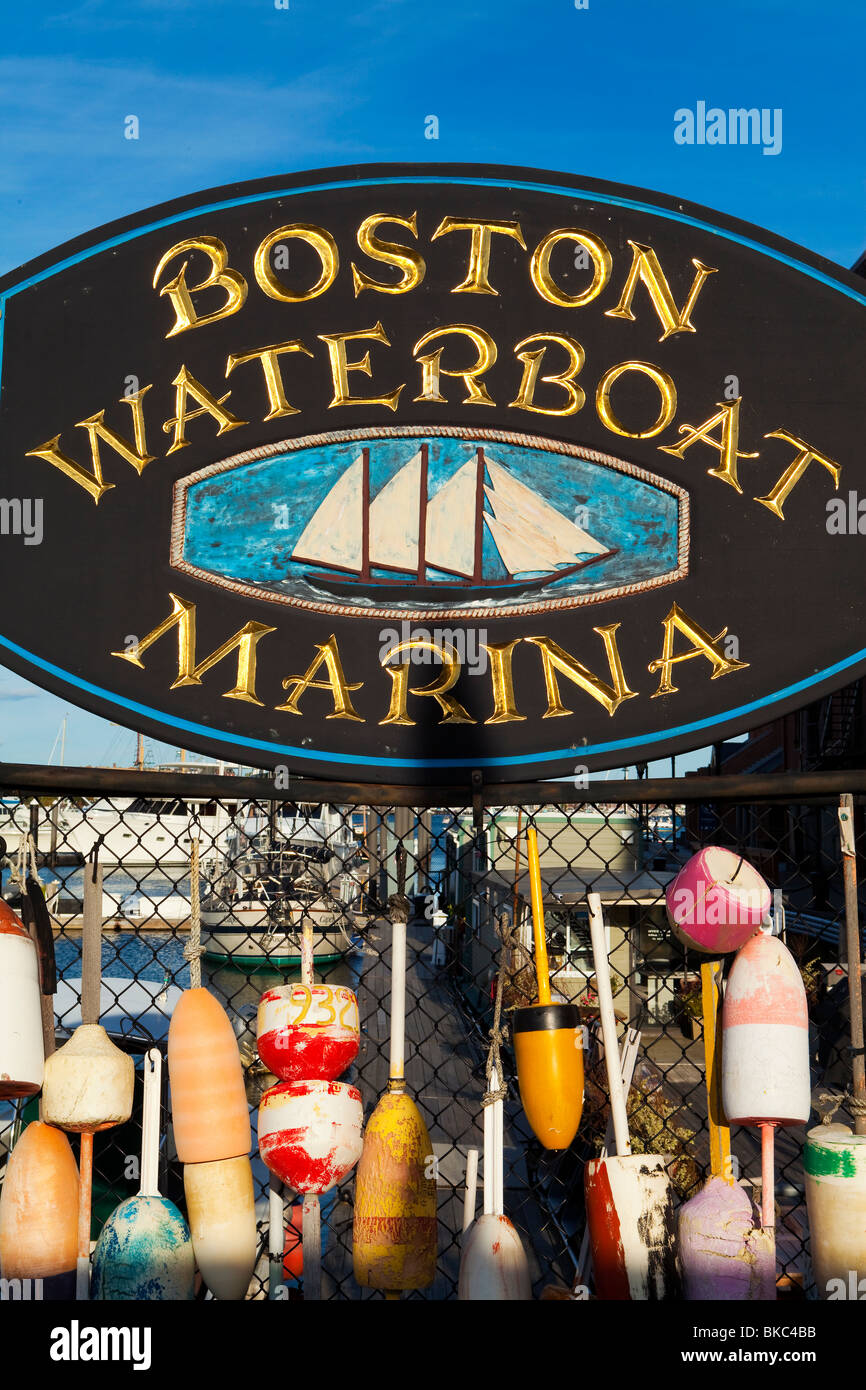 États-unis, Massachusetts, Boston, Boston Waterfront Marina sign Banque D'Images
