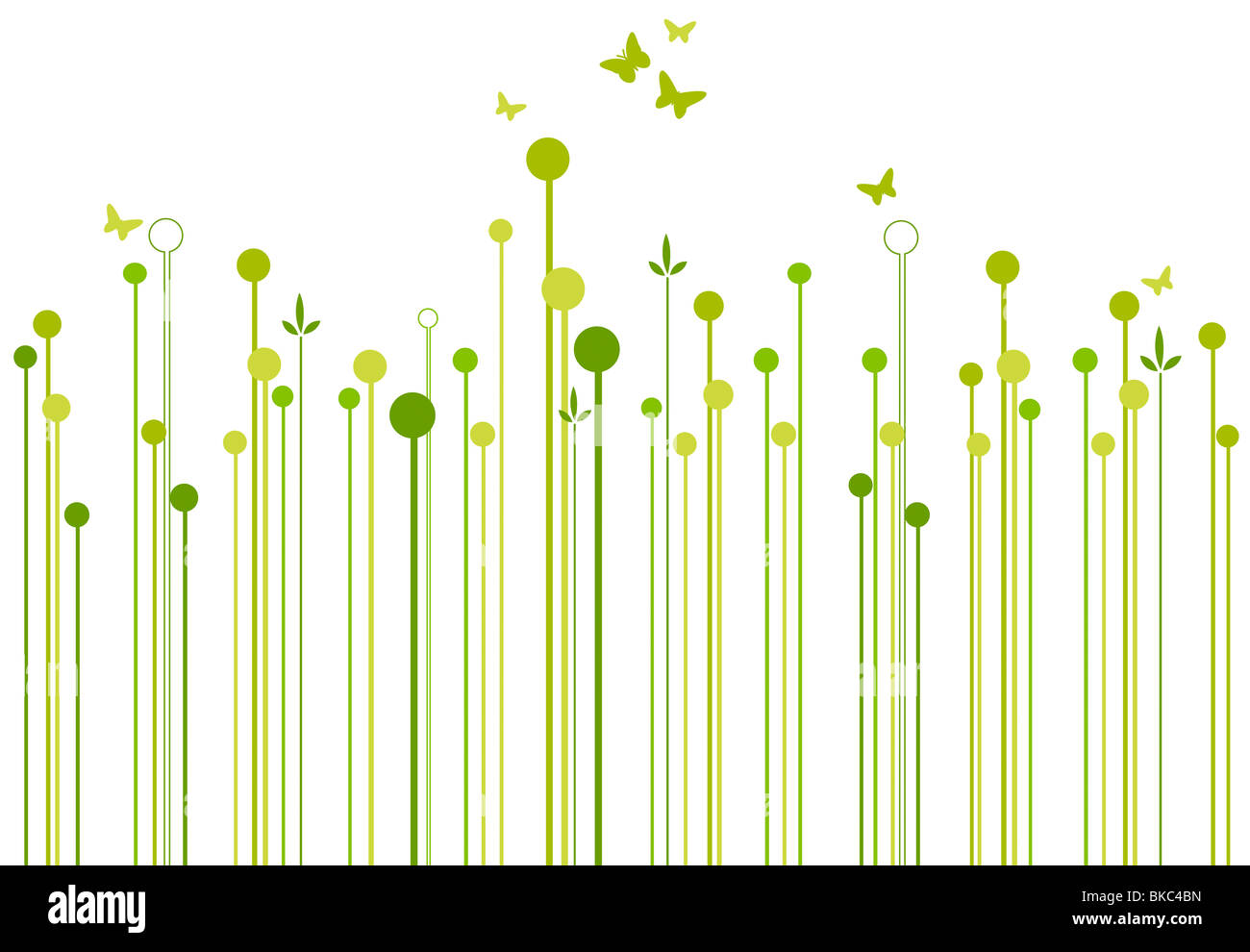 Abstract floral background with butterflies Banque D'Images