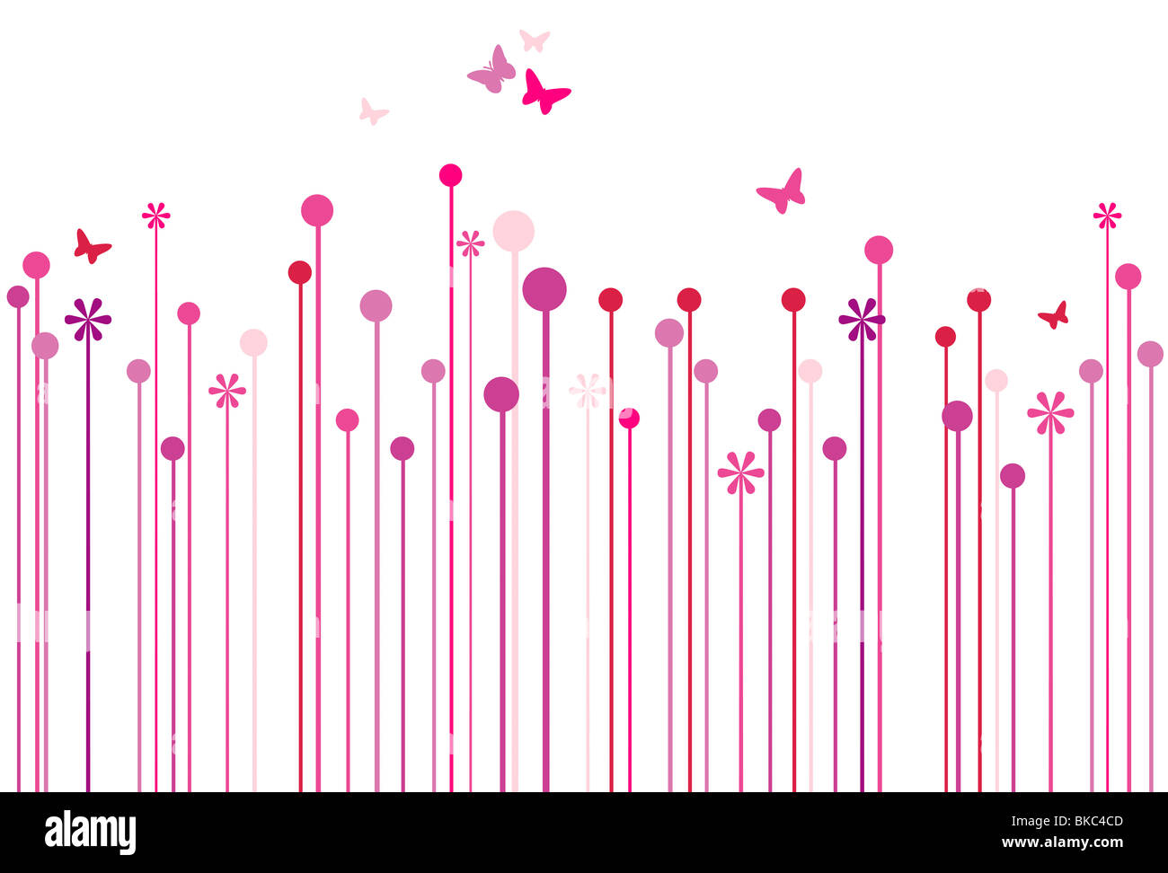 Abstract floral design d'oiseaux et de papillons Banque D'Images