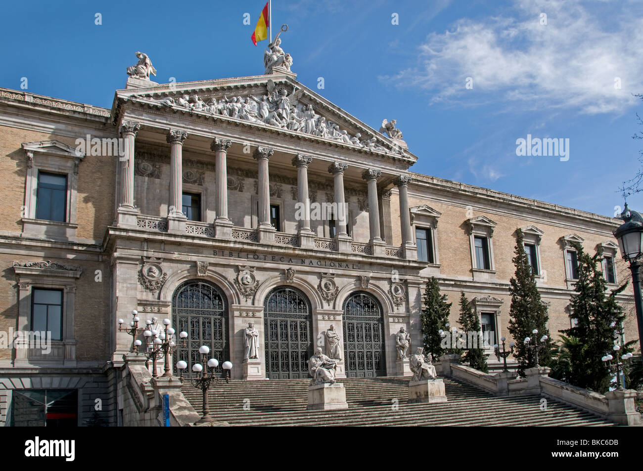 Biblioteca Nacional 'Bibliothèque nationale d'Espagne à Madrid, le Paseo de Recoletos. Banque D'Images