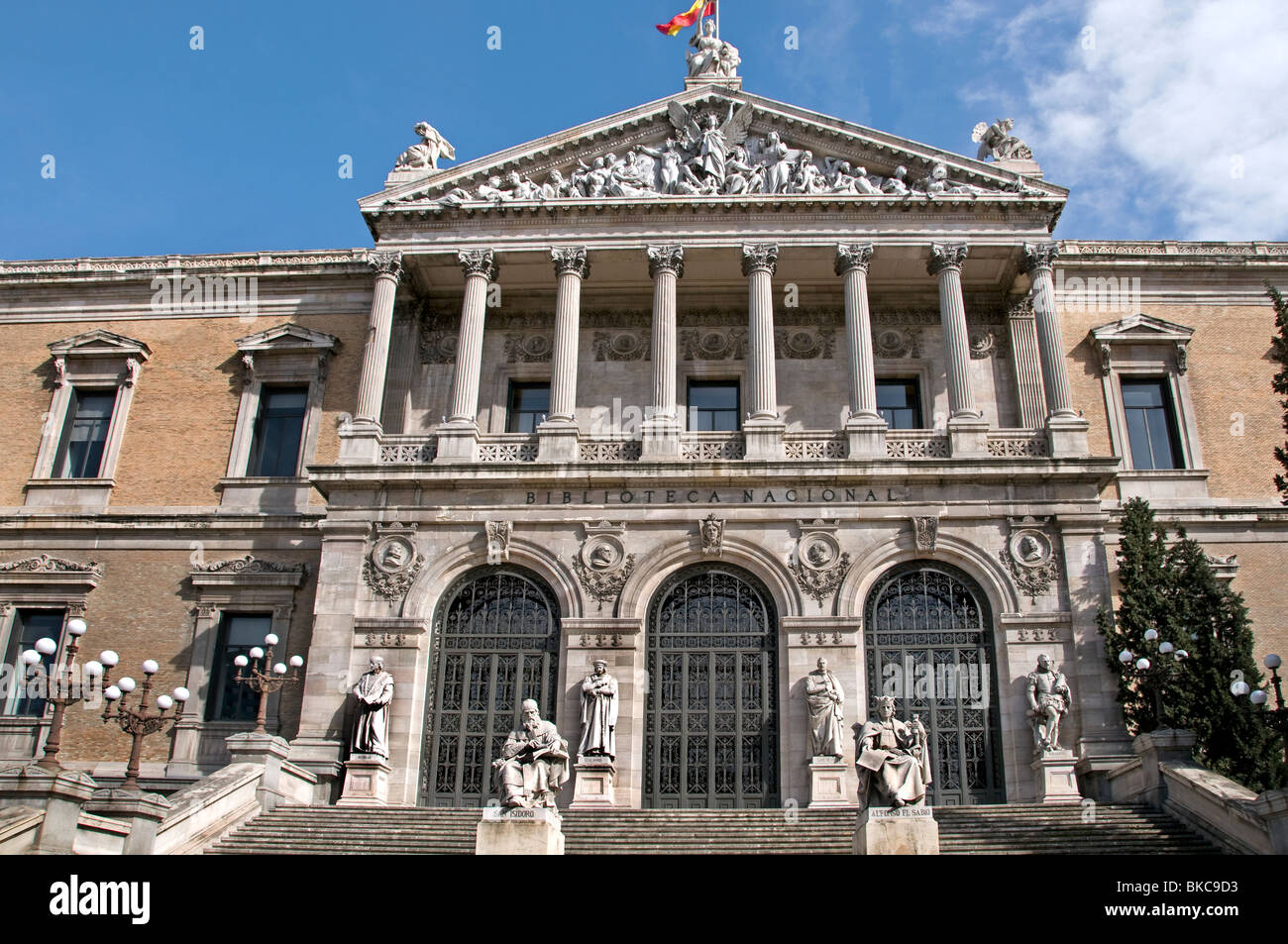 Biblioteca Nacional 'Bibliothèque nationale d'Espagne à Madrid, le Paseo de Recoletos. Banque D'Images